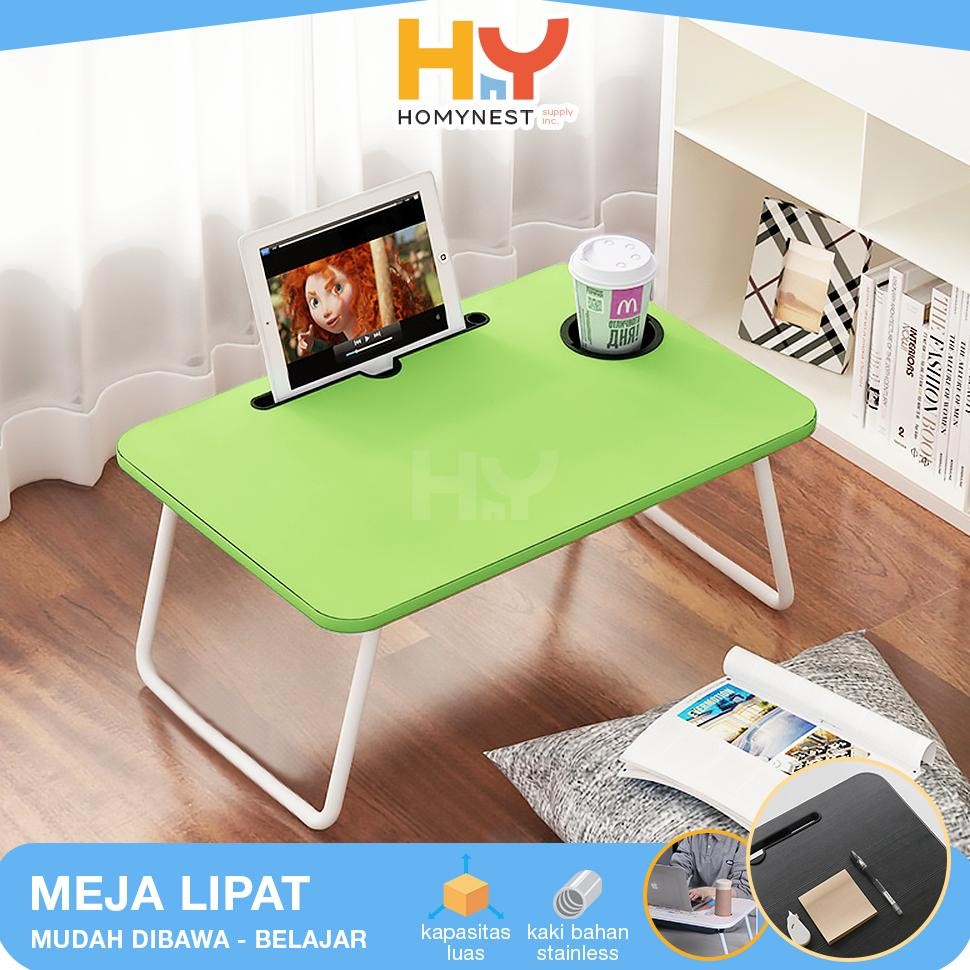 

HOMYNEST MEJA LIPAT BELAJAR ANAK PORTABLE LESEHAN HOLDER TABLET MEJA LAPTOP KASUR KECIL SERBAGUNA