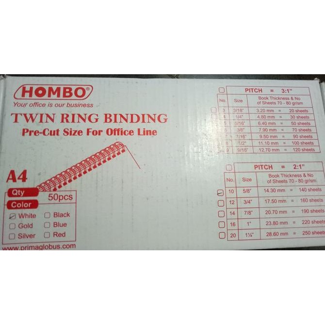 

Spiral Kawat A4 5/8" (twin ring binding) HOMBO murah