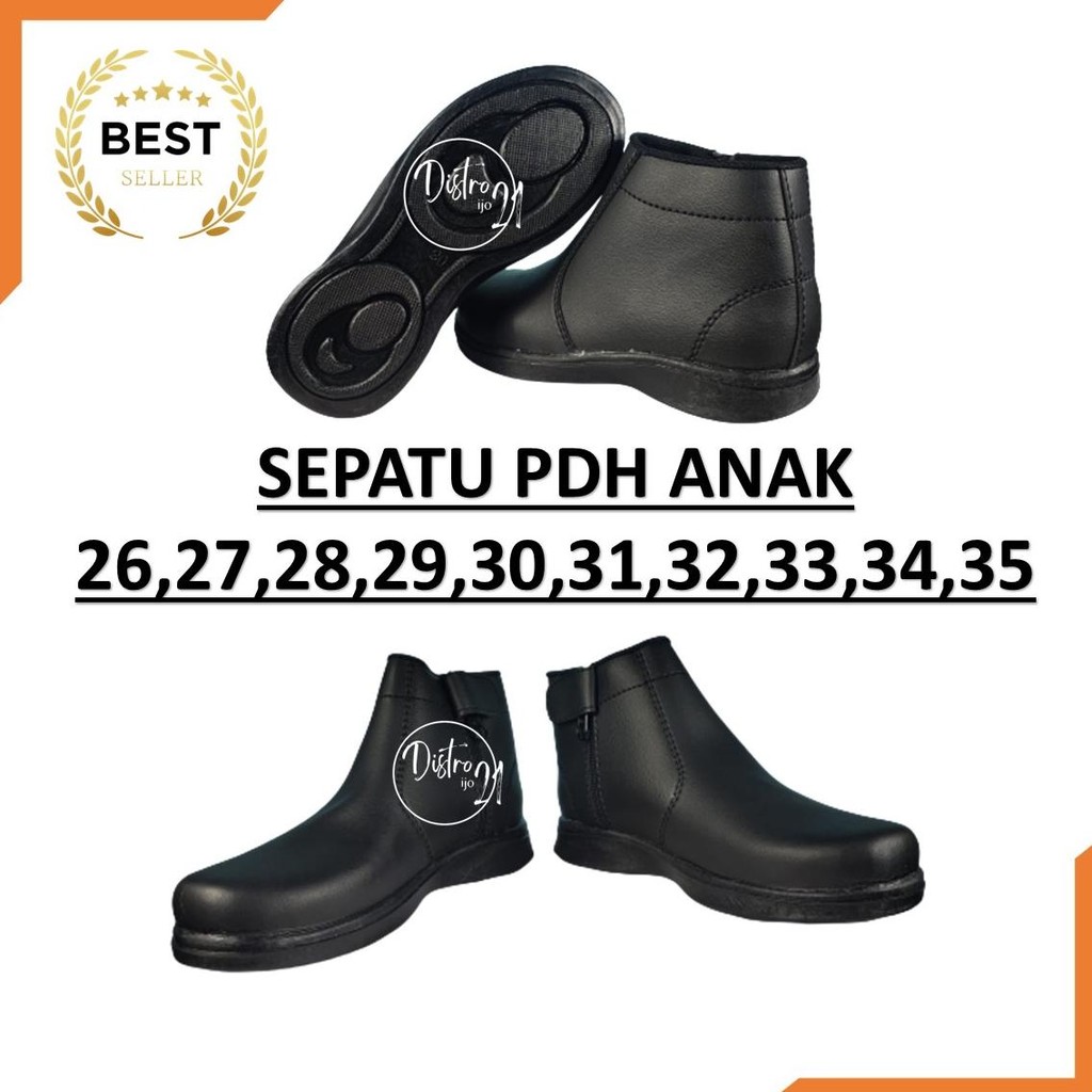 sepatu pdh anak terbaru murah ressleting sepatu profesi anak polisi loreng damkar carnaval agustussa