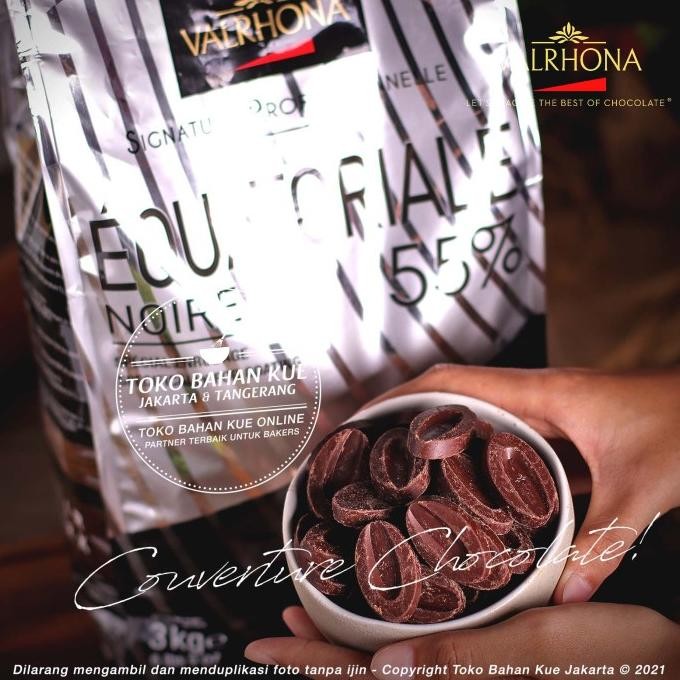 

Valrhona Equatoriale 55% Dark Chocolate 100gr Couverture Cokelat Coin liquid