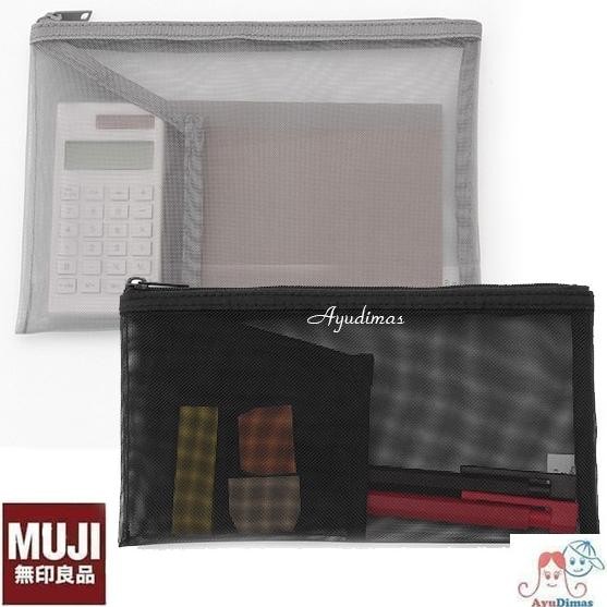 

Muji Nylon Mesh Pen Case / Pouch w Pocket - tempat pensil / stationary liquid