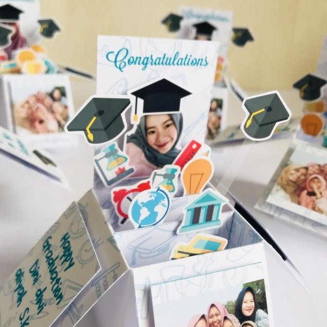 TERSEDIA Kartu Ucapan Pop Up Box Hadiah Wisuda Kado Wisuda Unik