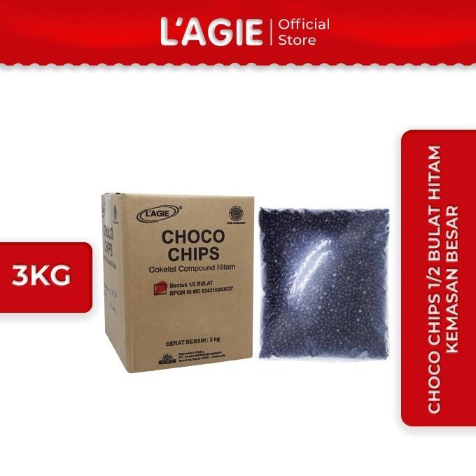 

Lagie Coklat Choco Chips Kiloan 1/2 Bulat Hitam 3kg liquid