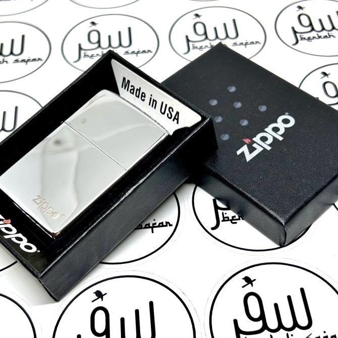 TERSEDIA Korek Api Zippo Glossy Silver Ice Full Chrome Logo Icon Zippo Original