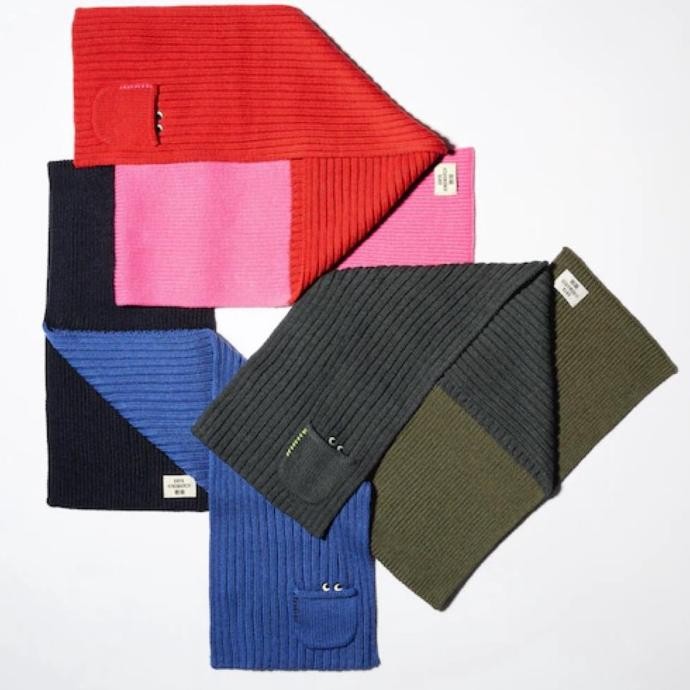 Promo Uniqlo Anya Hindmarch Heattech Knitted Stole Syal Rajut Winter Pria Wanita Blue