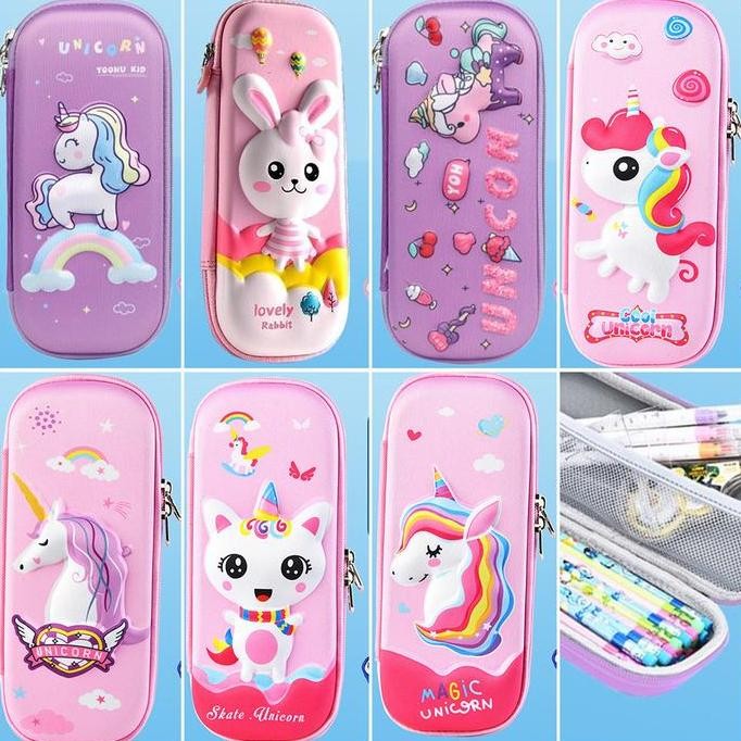 

Pencil Case Kotak Tempat Pensil 3D Timbul Karakter Unicorn liquid