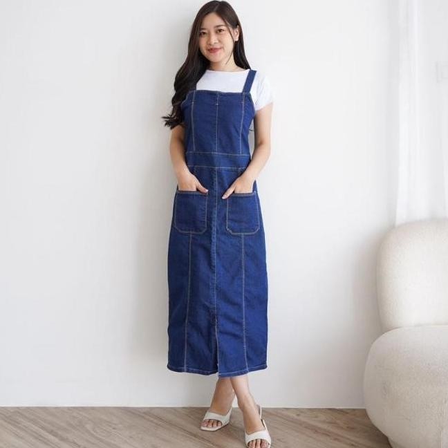 Nld-1419 Lucya Midi Overall Wanita Normal Dan Jumbo