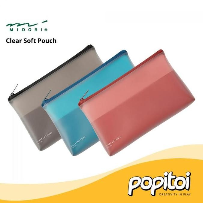 

MIDORI Clear Soft Pouch Kotak Tempat Pensil Pencil Pen Case TPU liquid