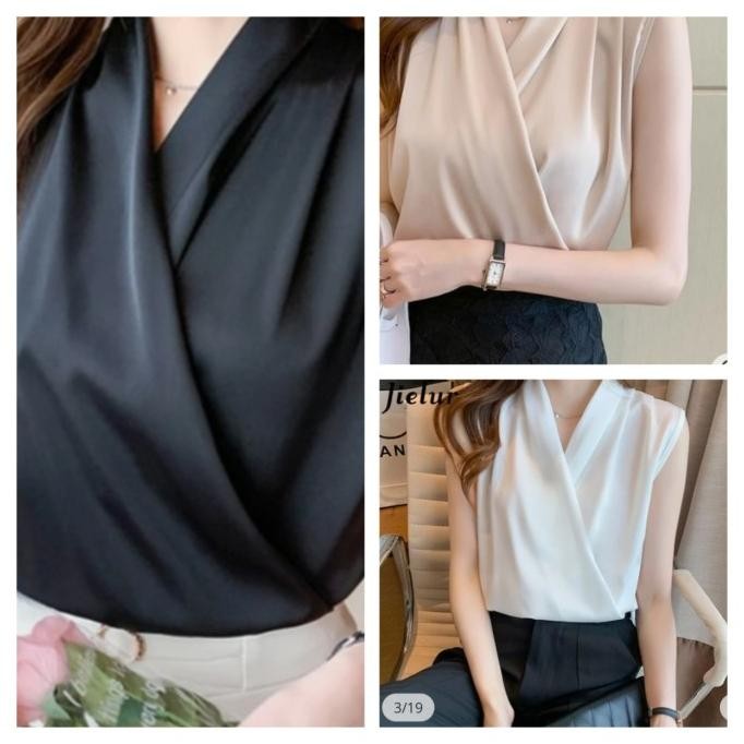 Tersedia inner tanpa lengan dalaman blazer atasan blouse wanita