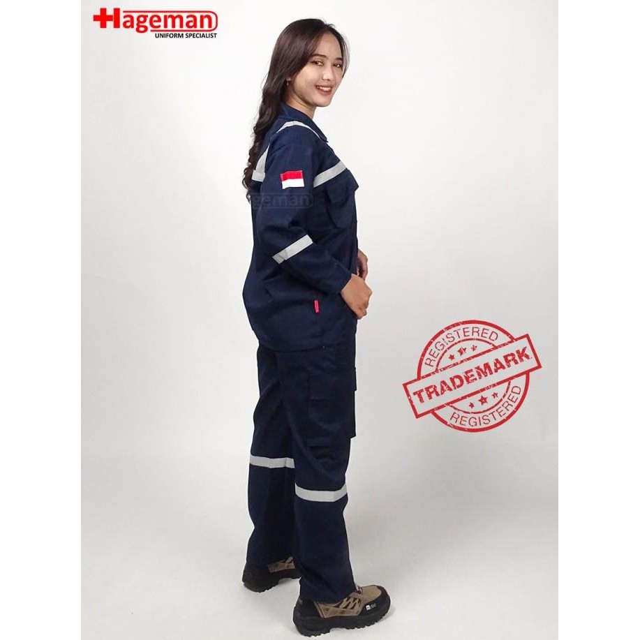 Wearpack Safety Setelan / Wearpack Kerja Polos Warna Biru Dongker