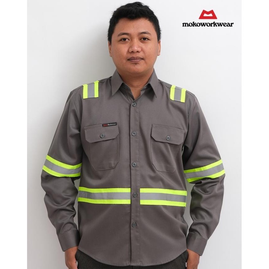 Wearpack Baju Safety Abu Tua Hi Vis Mokoworkwear Reflector Standart 3M