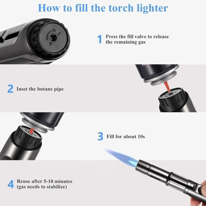 Korek Api Gas Butane Torch Jet Refill Flame Gas Lighter