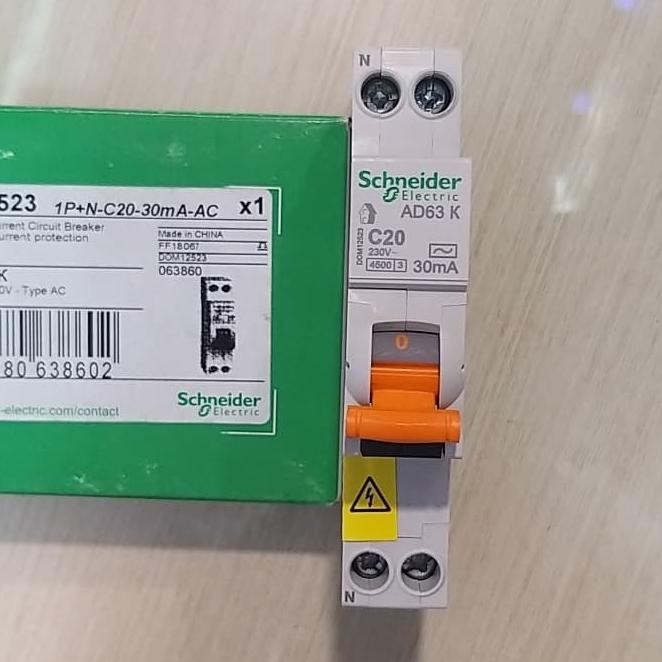 RCBO 20A Slim 1P+N-C20A-30mA Schneider
