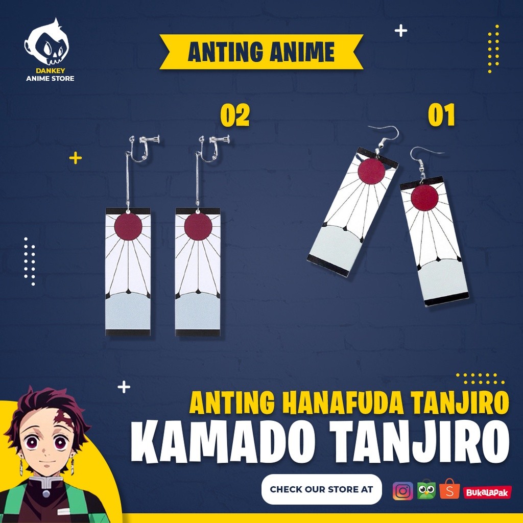 JelitaFash- Aksesoris Anting Anime Hanafuda Tanjiro Demon Slayer Kimetsu no Yaiba