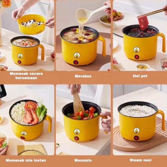 Panci Listrik Mini Serbaguna Panci Kukus Goreng Listrik 2tingkat