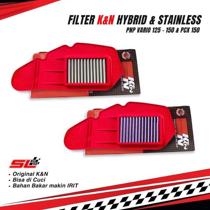 Filter Udara Hybrid Vario 125 150 PCX 150 Filter Udara Stainles Saringan Udara Vario Filter K&N Sten