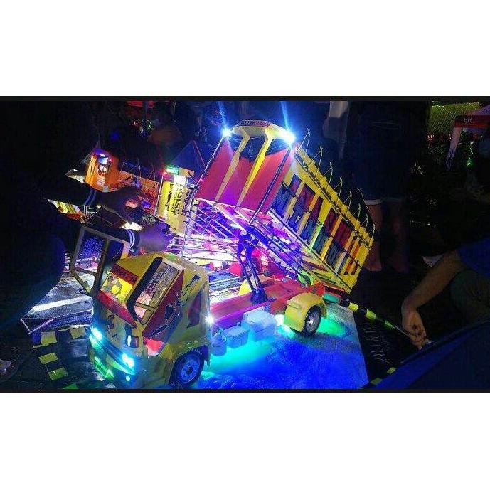 mainan anak miniatur truk oleng bak jungkit full lampu strobo