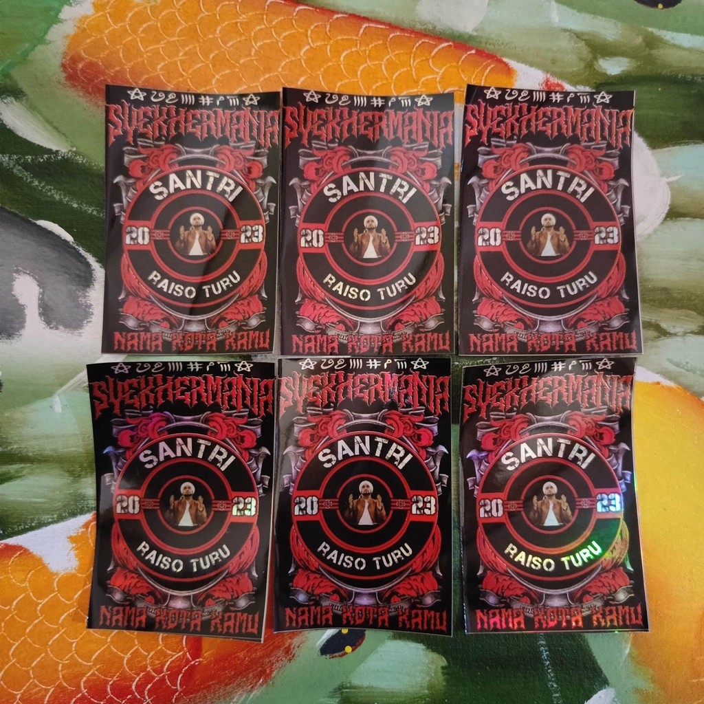 

(isi 10 stiker) Stiker Syekhermania Potret Warna Merah Vynil/Hologram Tahan Air, Tahan Lama