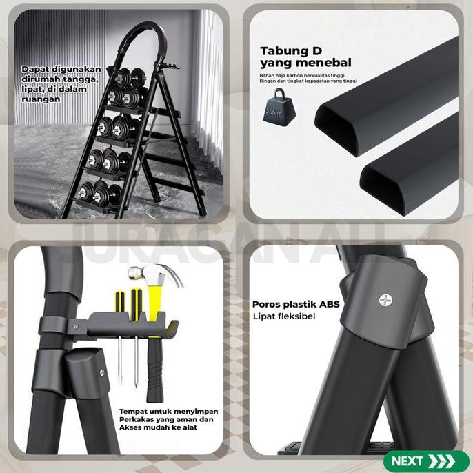 Murah Tangga Lipat/Tangga Portable/Tangga Lipat Besi Alumunium-6 Step Putih