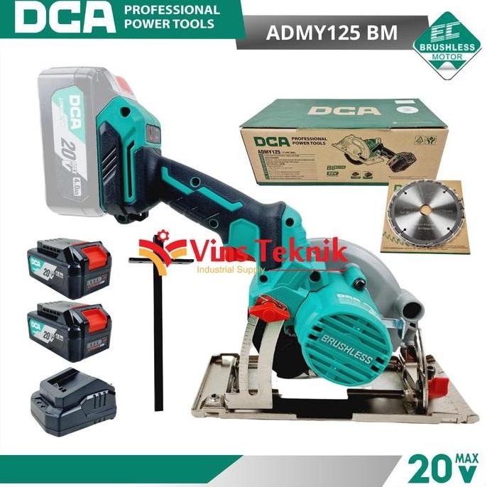Murah Cordless Brushless Circular Saw Mesin Gergaji Kayu 5" Dca Admy125 Admy 125