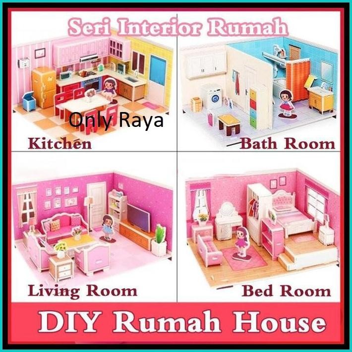 3D SUSUN DIY RUMAH HOUSE MAINAN EDUKASI ANAK PUZZLE 3D MINIATUR DIY JIGSAW KECIL MAINAN PUZZLE BUSA 