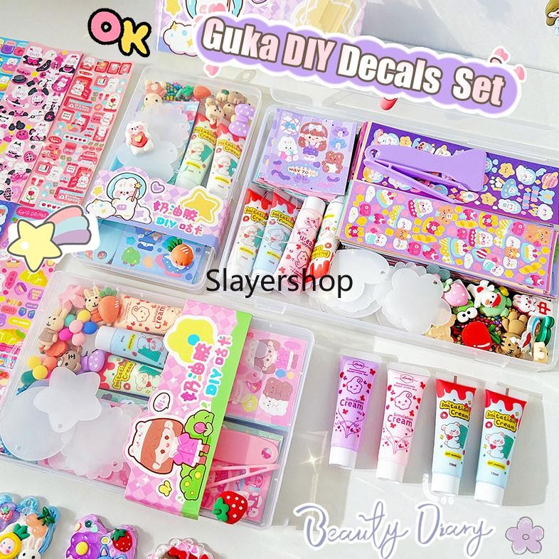

NEW KOTAK INDAH KARTUN CREAM GUM STIKER BAHAN KARTU GUKA SISWA DECO DIY DECALS AKSESORIS SET GOOD PRODUK SIAP KIRIM
