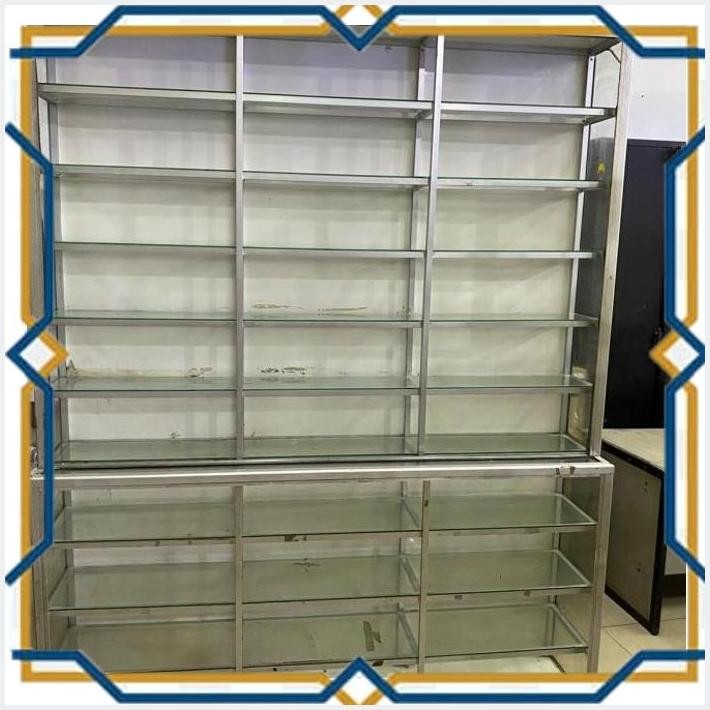 [nm8] lemari tinggi display etalase kaca susun pajangan second seken bekas uk 185x40x240