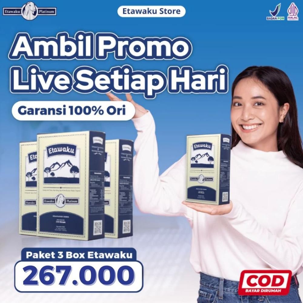 

Spesial/ Etawaku Platinum Susu Kambing Etawa Untuk Sendi Dan Pernafasan Paket 3 Box {Terbaru/Terlaris/Tergcor/Kekinian}