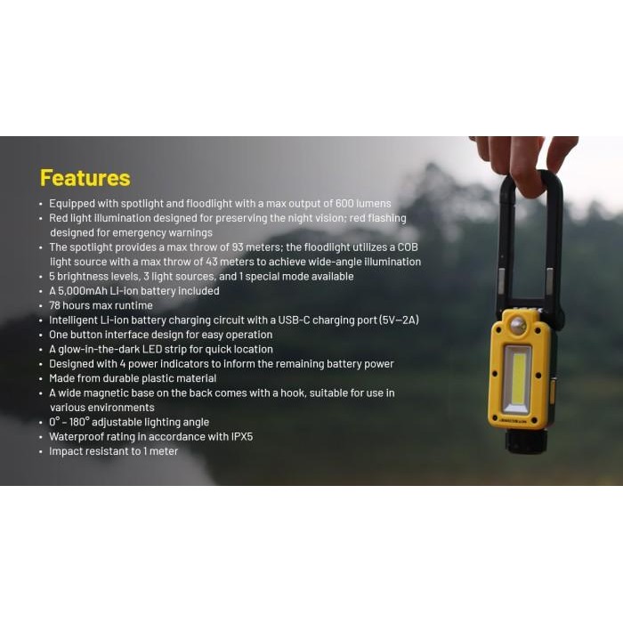 Senter Led Cob Ipx5 Nitecore Nwl20 Original Dan Terpercaya