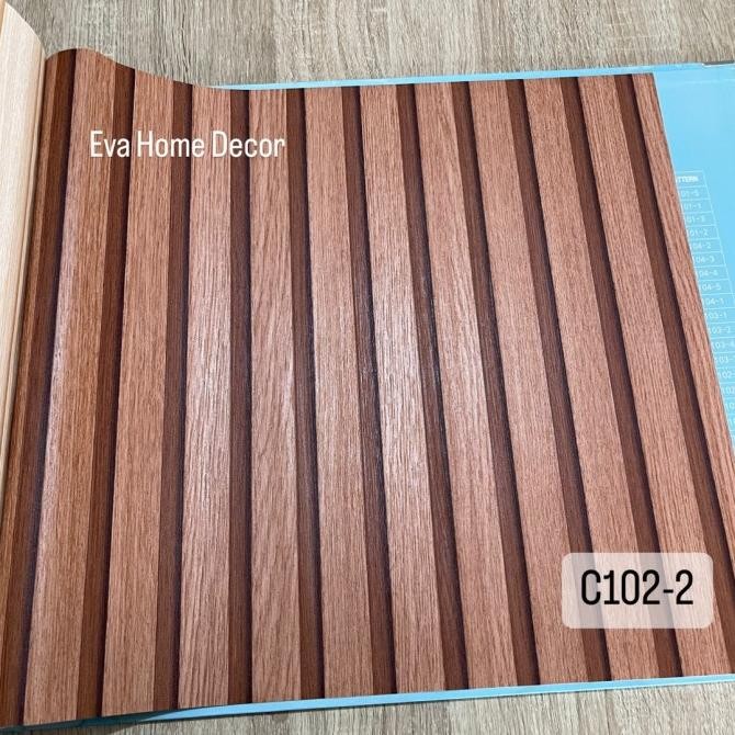 Wallpaper Premium Vinyl Dinding Motif Kayu Silver Abu Coklat Aesthetic - Asli