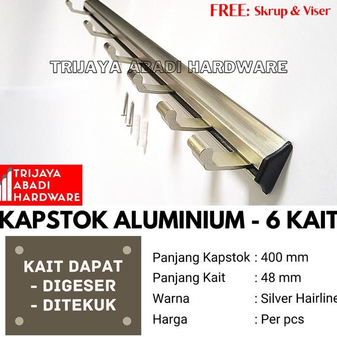 Kapstok Aluminium 6 Kait - Single Hook Capstock - Gantungan Baju