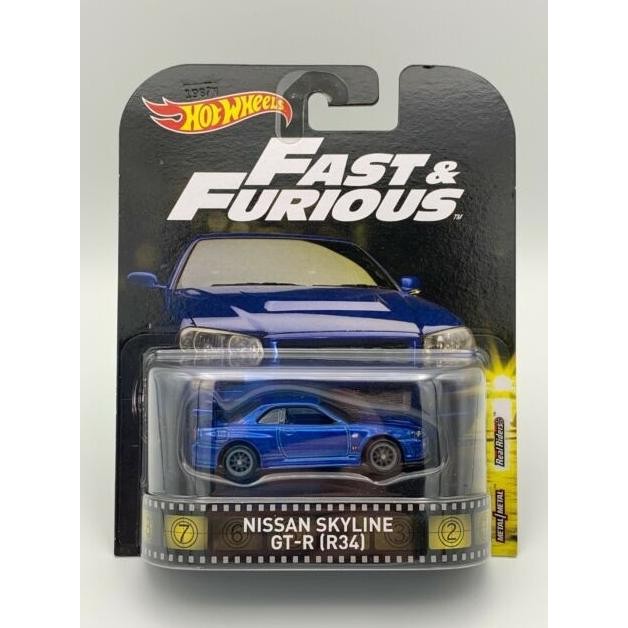 TERBARU - Hot Wheels Fast And Furious Nissan Skyline GT R 34 R34 GTR Biru Retro