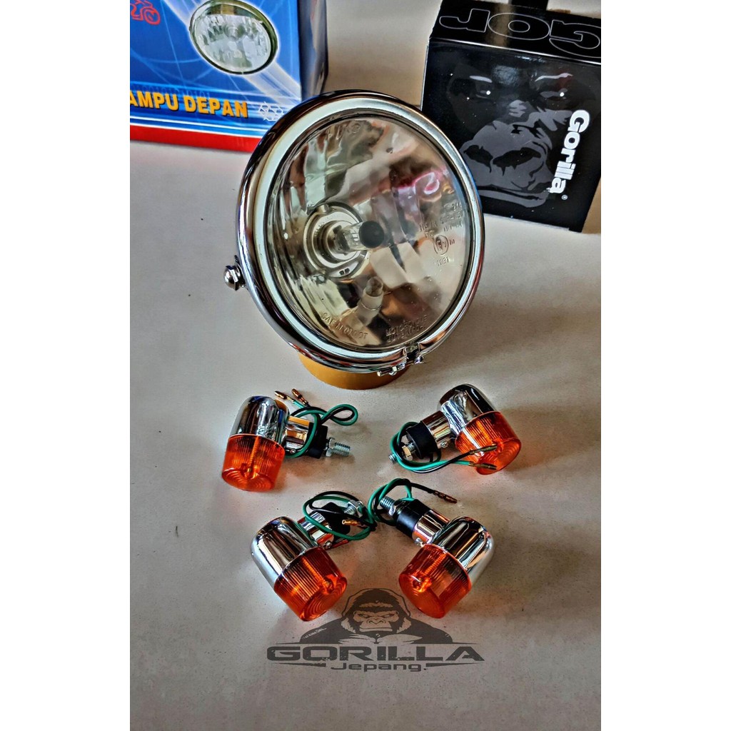 lampu depan jute pesek set lampu sen bulat depan belakang all motor GL TIGER GLPRO SCORPIO VIXION by