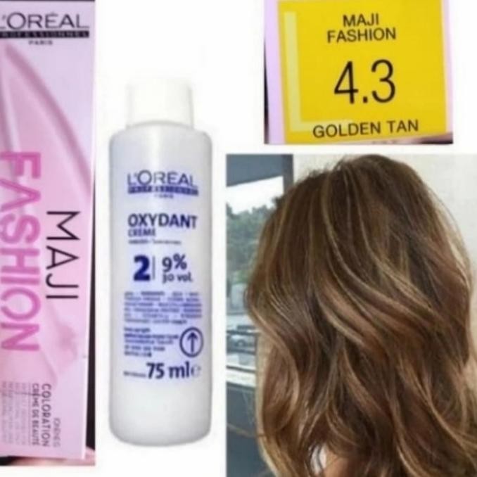 (JATENG) cat rambut loreal maji fashion 4.3 golden tan Pewarna rambut - cat saja