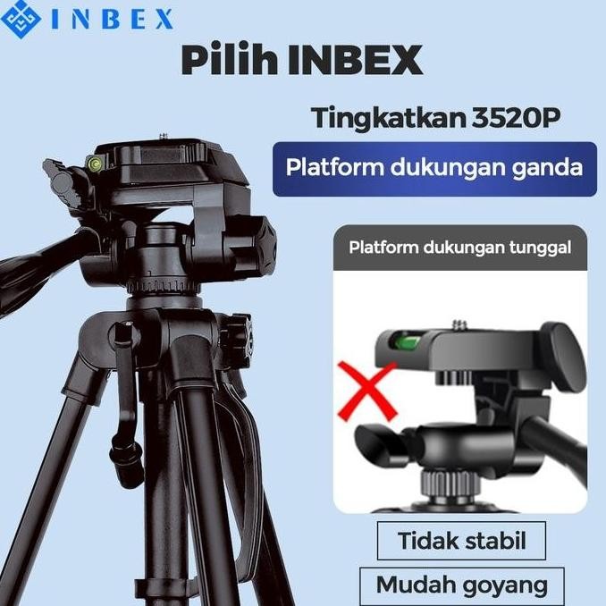 INBEX 3520P Tripod Kamera Tripod Bluetooth Remote+Handphone Holder 140cm Tripod HP With Tripot Bag