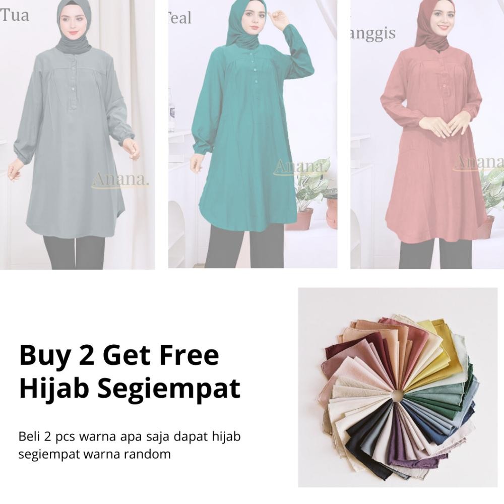 Baju Tunik Jumbo Size Untuk Wanita Model Lengan Panjang Polos