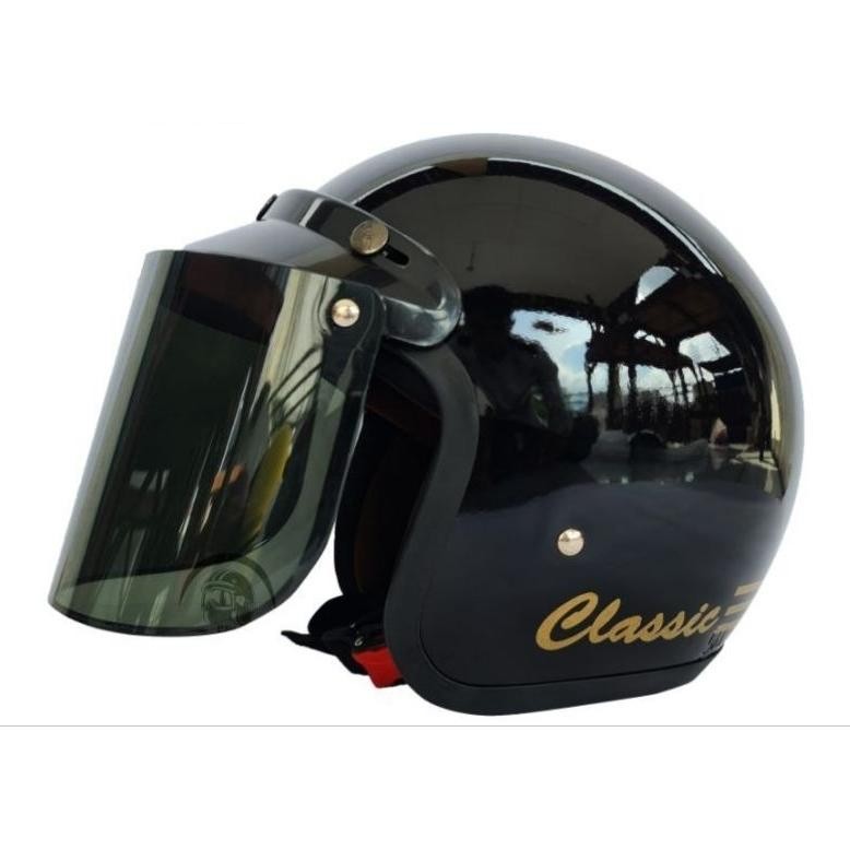 helm BOGO DEWASA CLASSIC kaca datar hitam