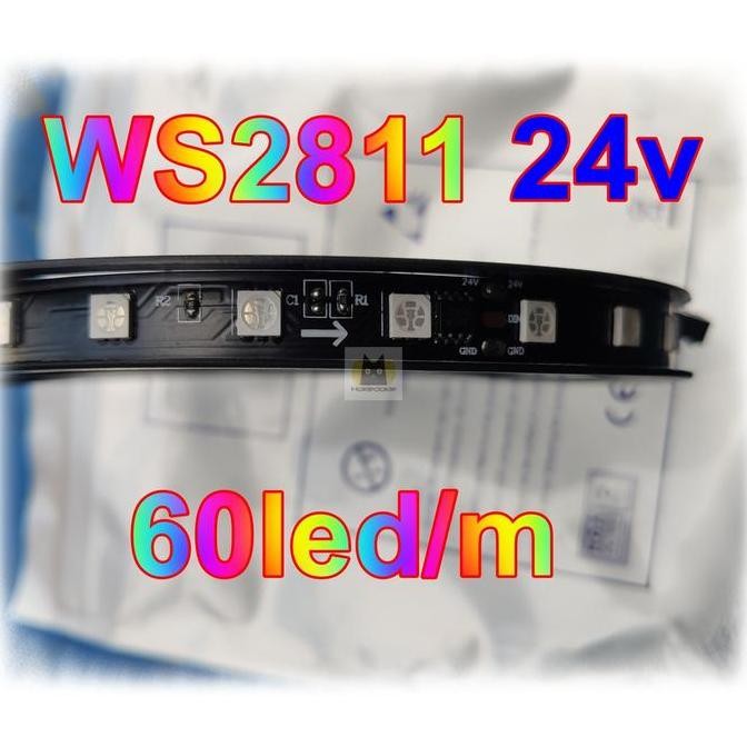 Led strip rgb ws2811 24v 5m 300led Indoor ip30 PCB tebal