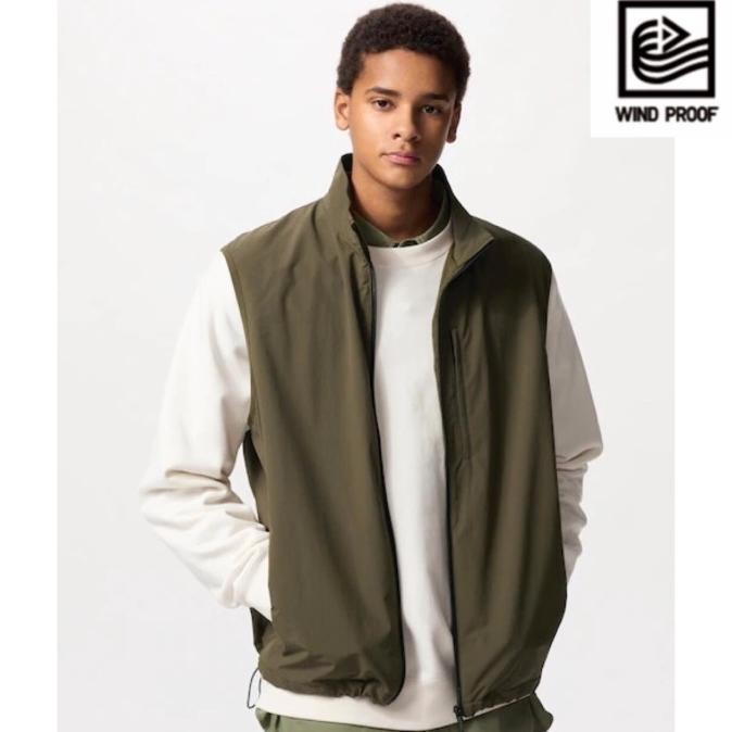 UNIQLO Men Windproof Vest Rompi Tahan Angin Pria Olive