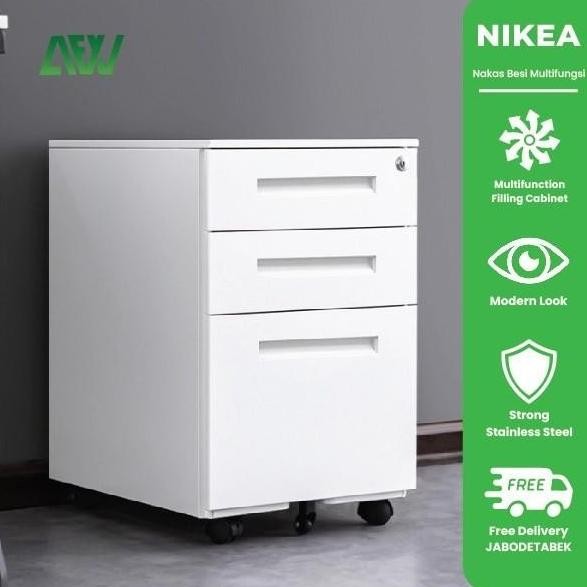Nakas Besi Kantor Multifungsi Drawer Sorong Partisi Meja NIKEA Laci