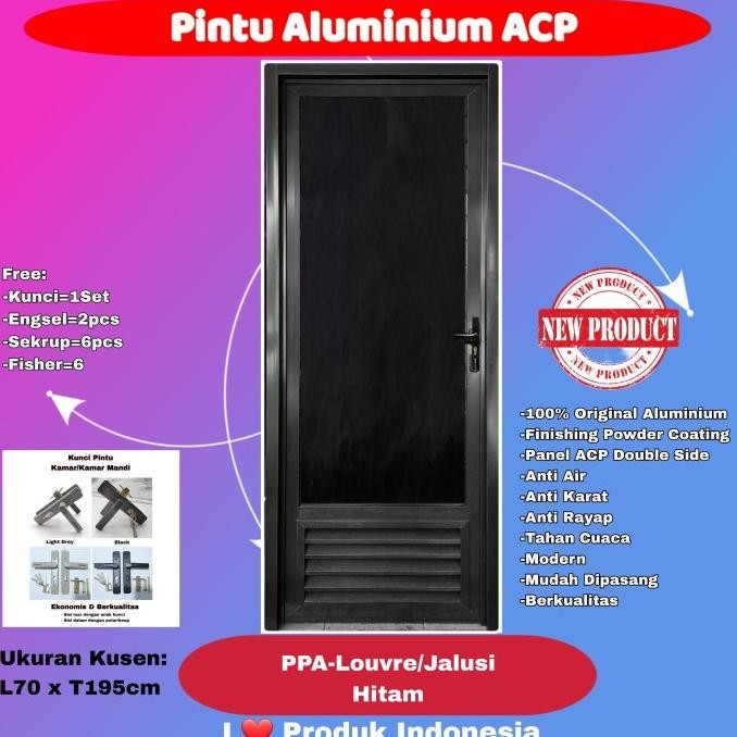 Pintu Aluminium Acp-Ppa Louvre/Jalusi-Acp 2 Sisi-Jalusi-Hitam