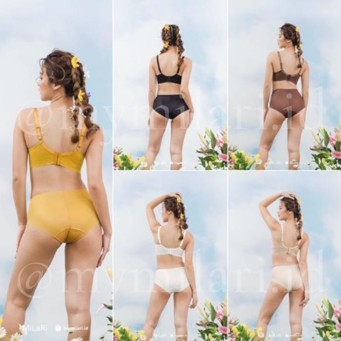 Murah Milari | Secret Garden - Fullcup Bra, 5Set Wireless Bra /Lycra & Panty