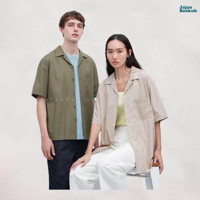 Kemeja uniqlo open collar shirt
