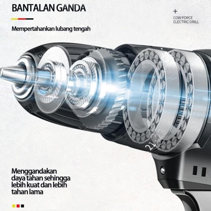 ready  Bor Listrik Bor Tanpa kabel 42V NANWEI Set Lengkap Mata Bor Cordless murah