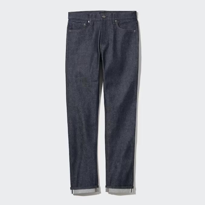 UNIQLO CELANA PANJANG JEANS SLIM FIT STRETCH SELVEDGE PRIA NAVY