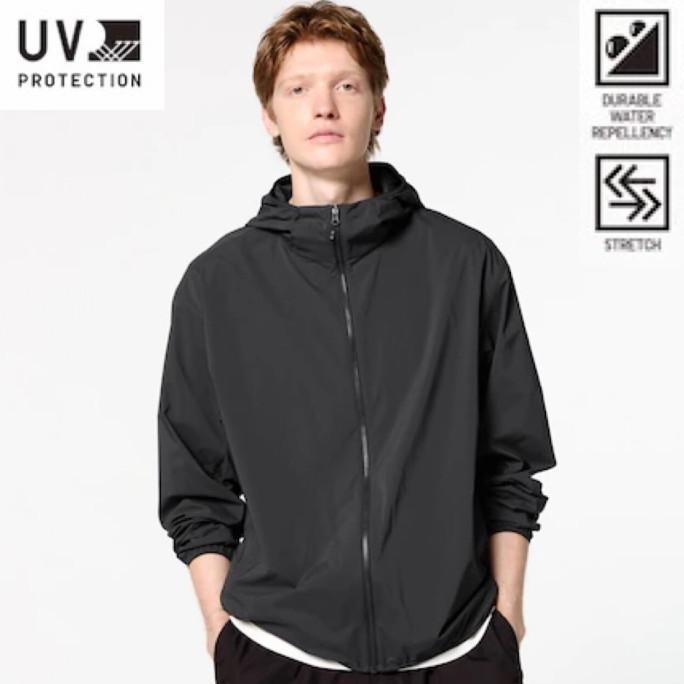 UNIQLO Jaket Parka Saku Pria Black Hitam