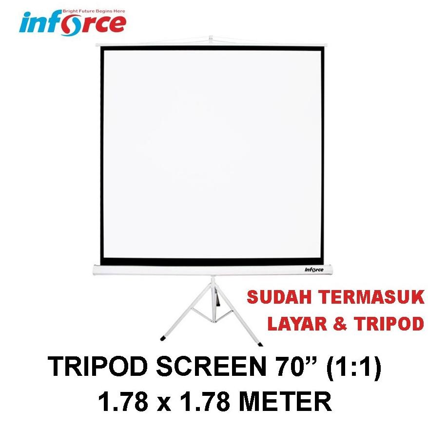 mia inforce tripod screen projector 70 1:1 / layar proyektor inforce
