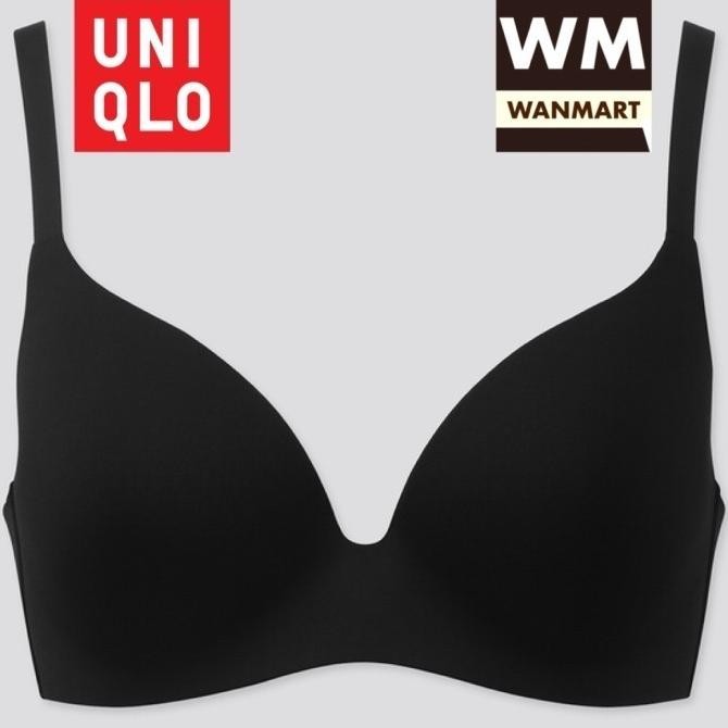 UNIQLO Women Wireless Bra Tanpa Kawat Black Hitam