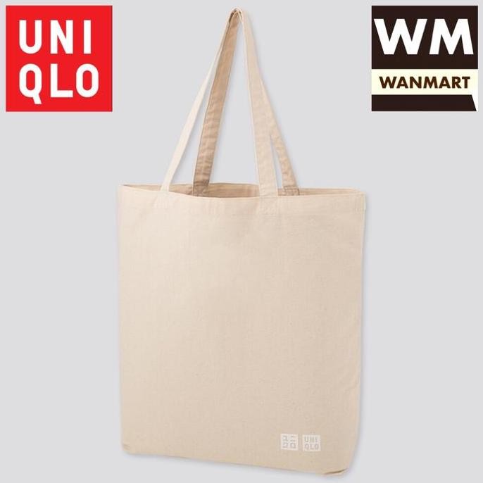 UNIQLO Unisex Bag Tas Tote Eco Shopping Pria Wanita Medium Off White