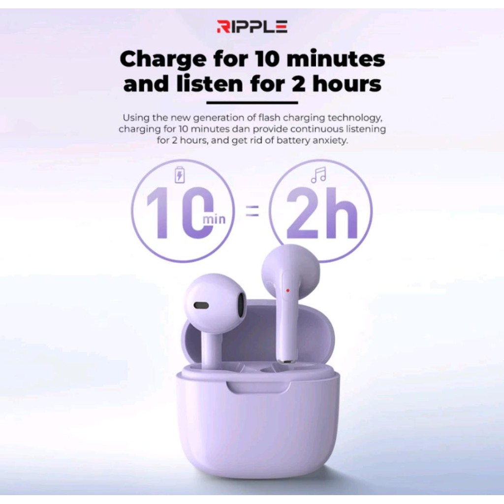 RIPPLE WIRELESS HEADSET BLUETOOTH 5.3 RIPPODS TRUE GO TWS EARPHONE